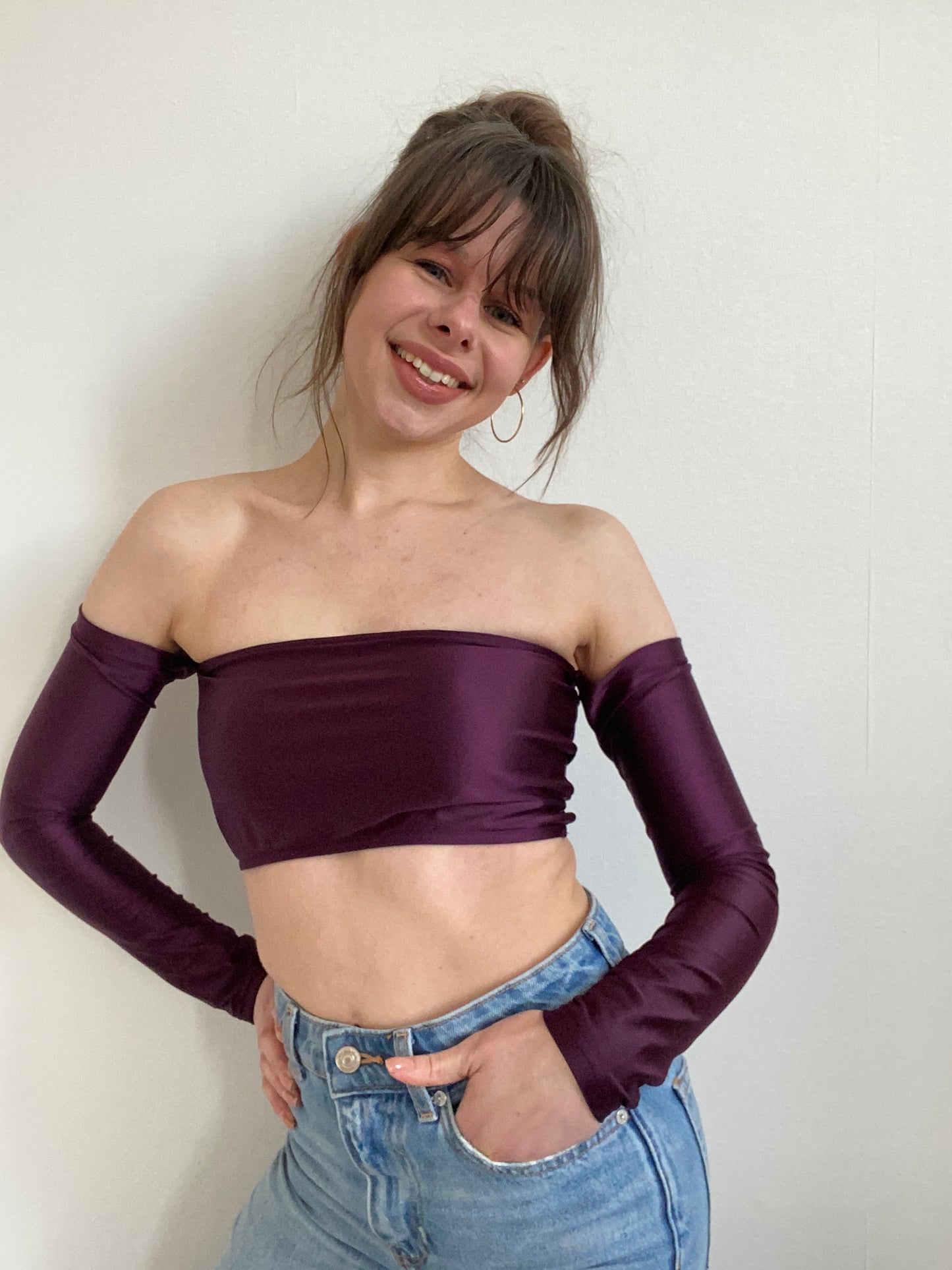 Bandeau top with sleeves