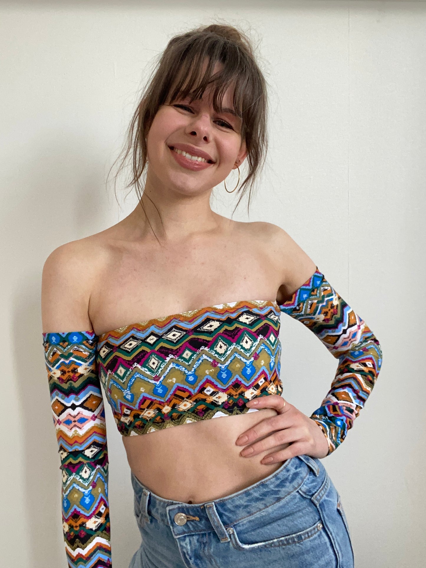Bandeau top with sleeves