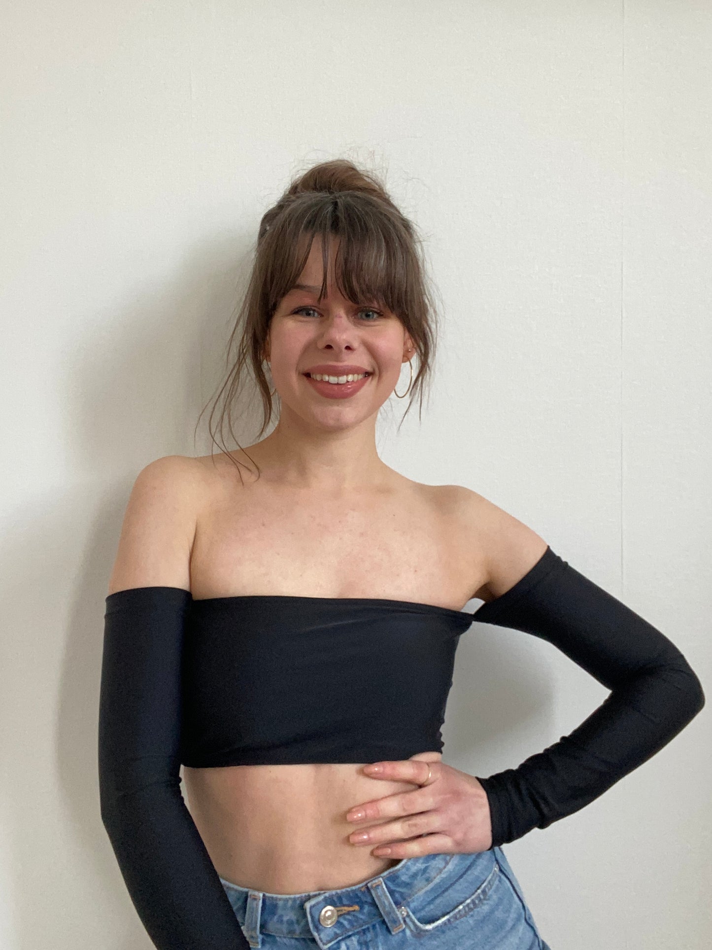 Bandeau top with sleeves