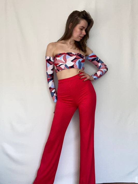 Legging wide leg raspberry red